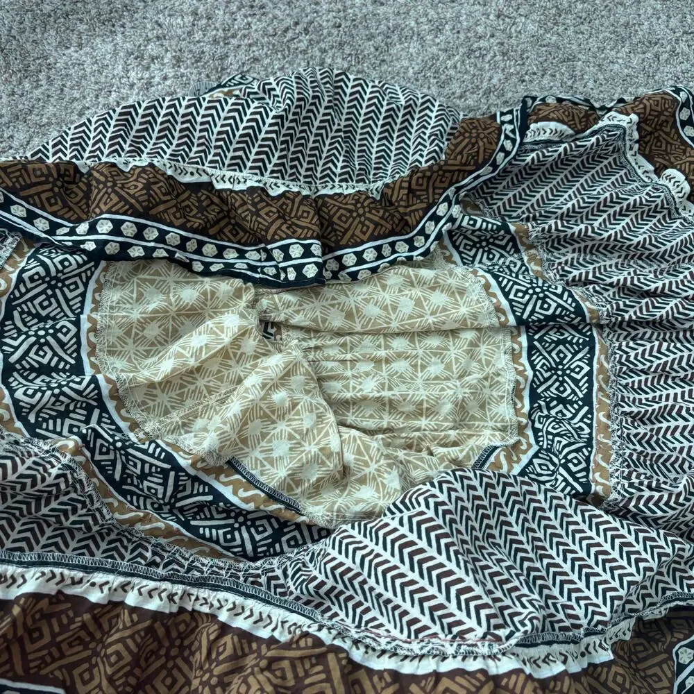 White Stag Boho Tiered Maxi Skirt Brown Festival Hippie Gypsy Cottagecore Size L - Picture 14 of 16